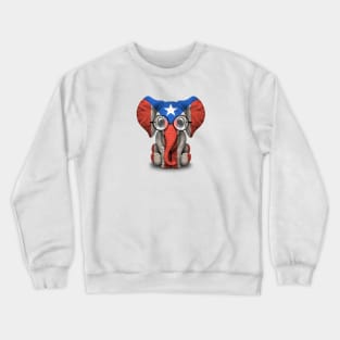 Baby Elephant with Glasses and Puerto Rican Flag Crewneck Sweatshirt